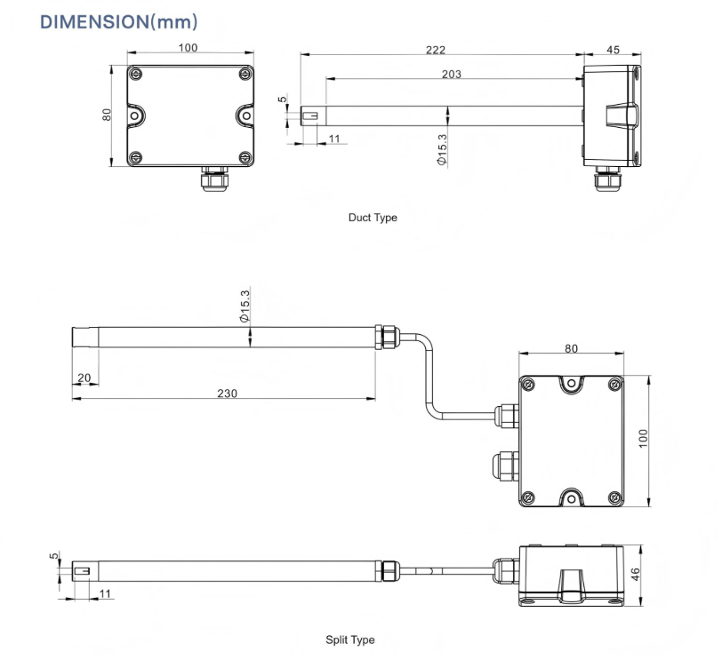 Lefoo Low Air Speed Transmitter LFS11 Dimensiones 1
